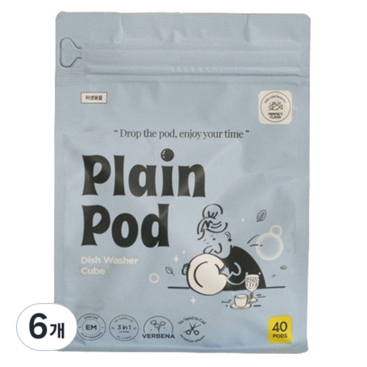 플레인팟 식기세척기 큐브 세제 40p, 400g, 6개 플레인팟 식기세척기 큐브 세제 40p, 400g, 6개