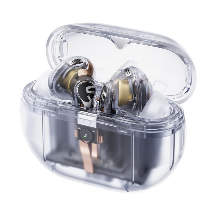 SOUNDPEATS Capsule3 Pro무선 이어폰,43dB 하이브리드 액티브 노이즈 캔슬링, ,IPX4, 6마이크,고해상도와 LDAC ,투명 불랙 ,화이트 ,총 52시간, Transparent White, Capsule3 Pro