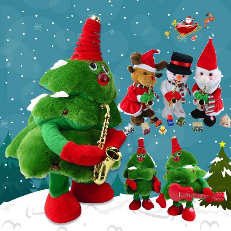 크리스마스 댄싱 인형 선택 트리 산타 루돌프 눈사람 춤추는 노래하는 작동완구 장난감 선물