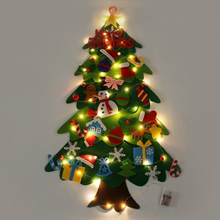 미니 크리스마스 트리 LED 와이어전구 부직포 펠트 벽트리 DIY 만들기 6224753855