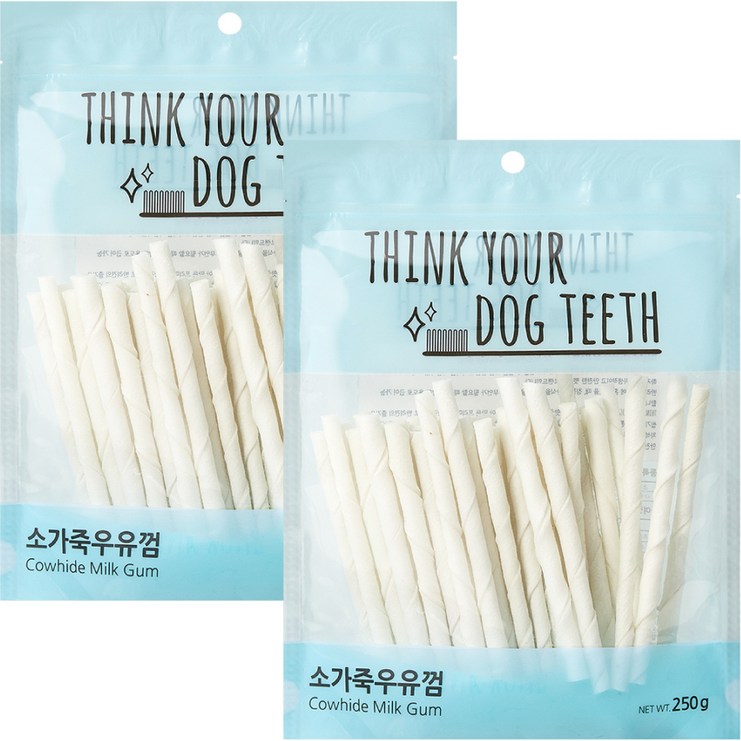우유껌 강아지 Think your dog teeth 스틱 소가죽우유껌 250g 44p