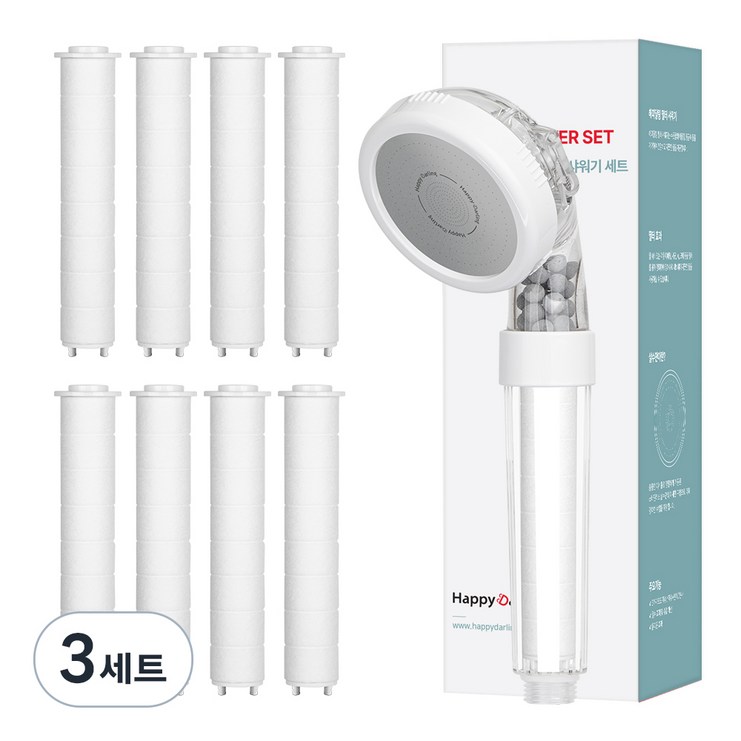 해피달링 3WAY 샤워기 헤드  필터 8p 세트, 3세트, 화이트