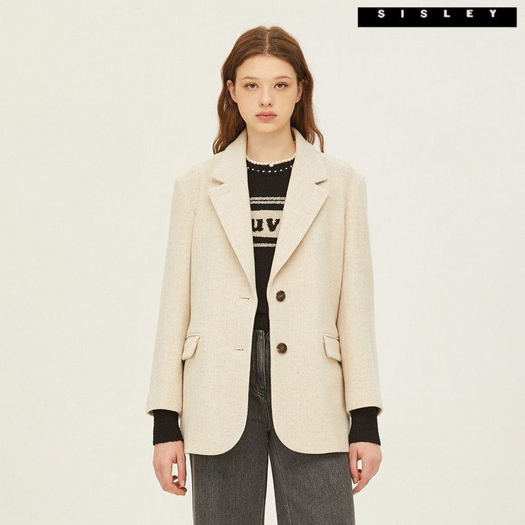 시슬리  워스티스 헤링본 울 자켓 SAJK40261 OT