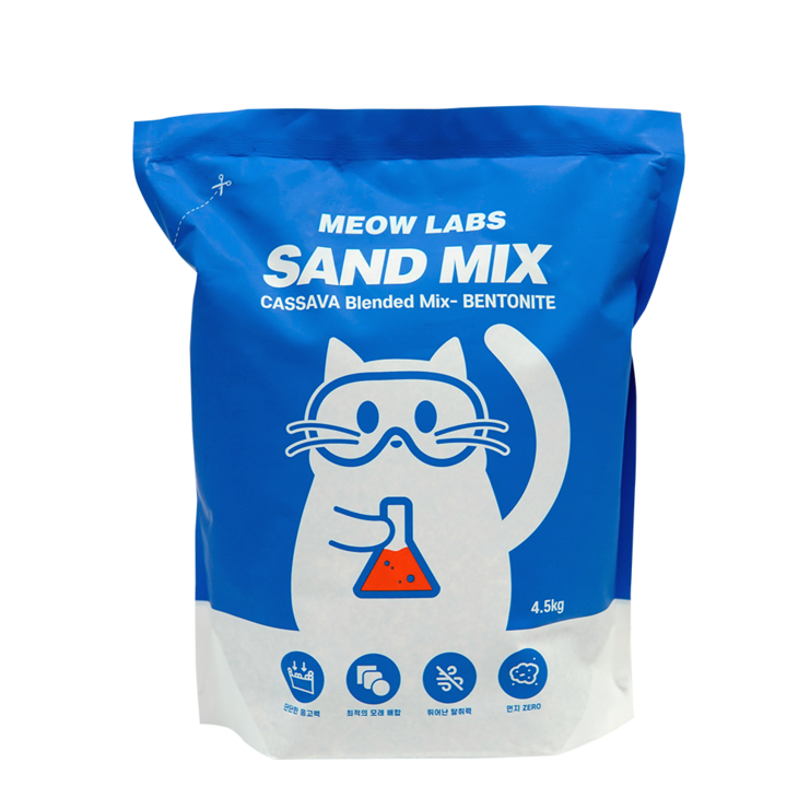 미우랩스 샌드믹스 고양이 벤토나이트 카사바 모래, 1개, 4.5kg