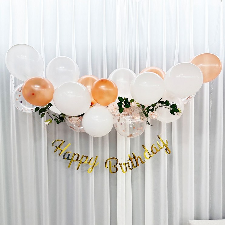 장미 가랜드 세트 풍선 꽃장식 홈파티 생일 이벤트, 1세트, 가랜드세트로즈골드