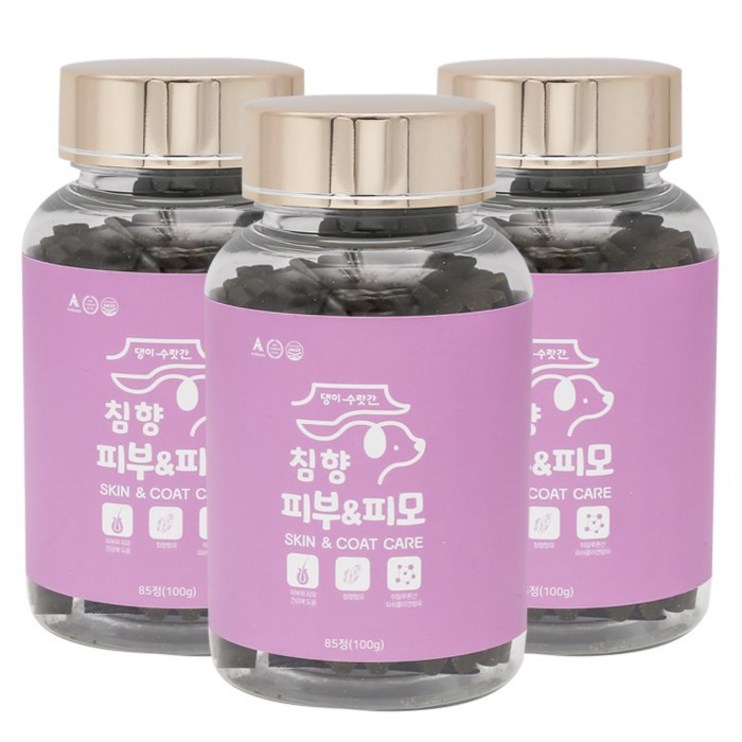 강아지 피부병 곰팡이성 피부염 피부영양제 발습진 아토피 모낭충 댕이수랏간 침향 피부피모 100g, 3개
