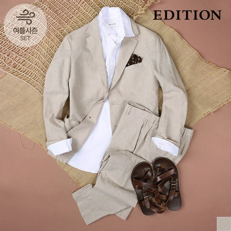 에디션 데일리 린넨 라이트베이지 셋업수트  NNC2KG1951 NNC2PP1951 LBE