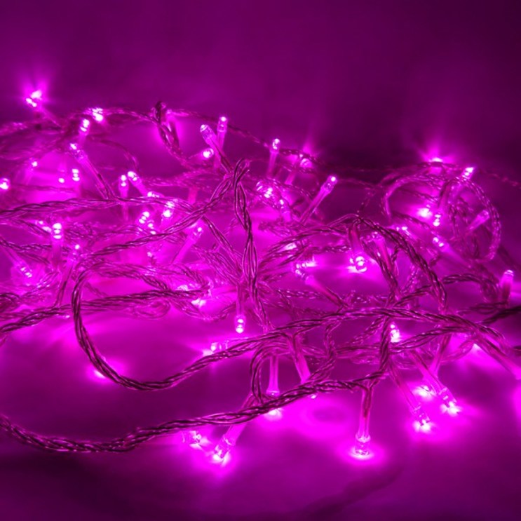 선세이브 LED 은하수 100구 투명선정류기 세트 크리스마스 트리전구, 핑크색