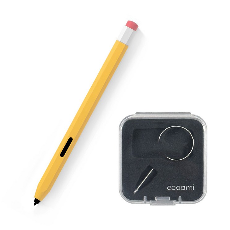 갤럭시탭 S6 라이트 연필 실리콘 커버 케이스  S펜 메탈 펜촉 핀셋 포함, 옐로우