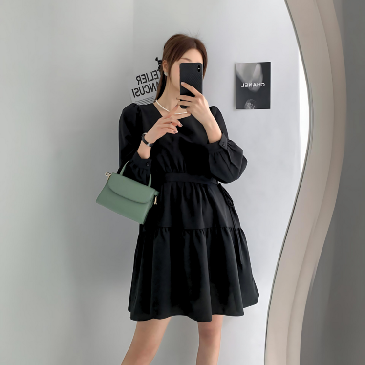 입을게있네 여성 미니 캉캉 셔링 핀턱 원피스