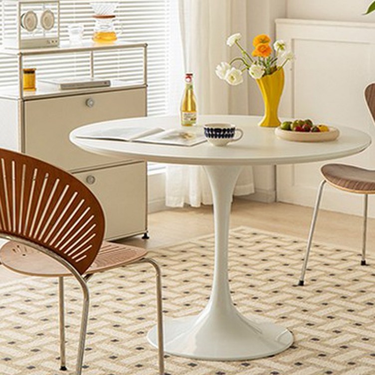 로얄다이아 카페 라운드 테이블 원형 탁자 식탁 타원형 홈카페 티테이블, 1000 화이트  라운드 테이블