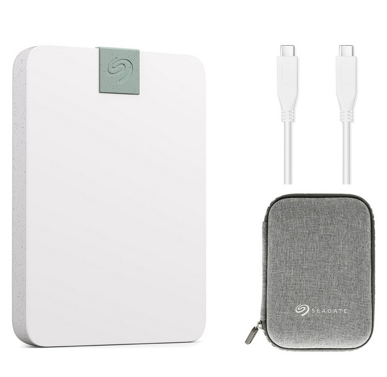 씨게이트 Ultra Touch USBC 데이터복구 외장하드 STMA2000400, 2TB, 클라우드화이트외장하드, 그레이파우치