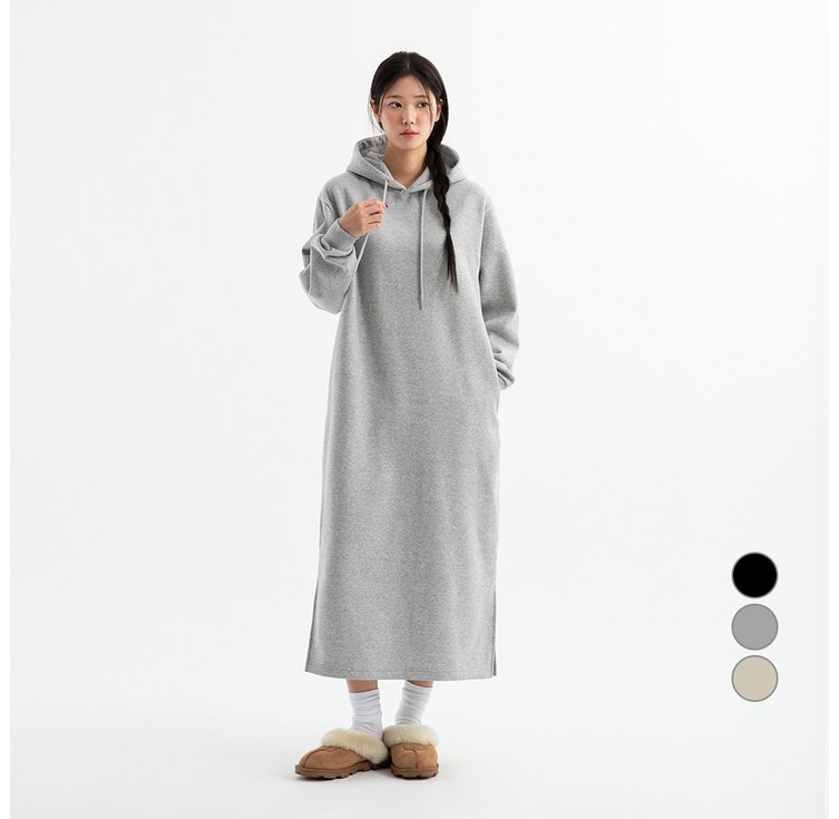 네이븐 기모 후드 롱 원피스 NA2HOP