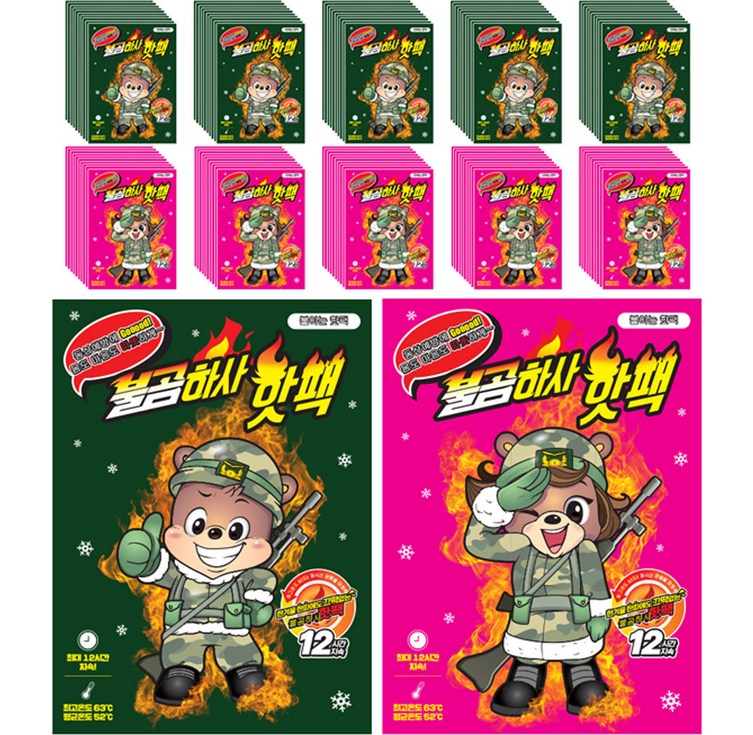 불곰하사 파스형 붙이는 핫팩 100매 40g, 100개