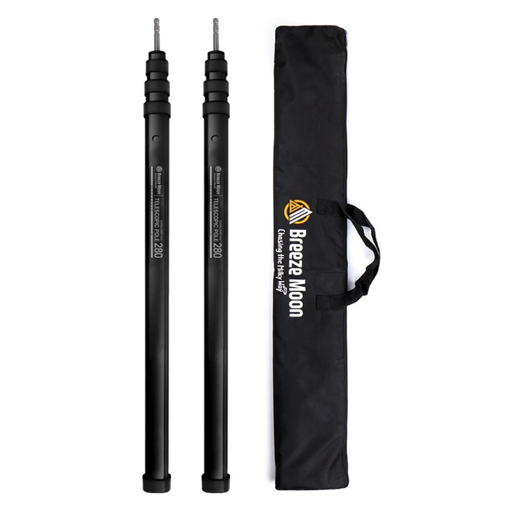 브리즈문 텔레스코픽 슬라이드 텐트 타프 폴대 모던 블랙 2개  전용가방 세트