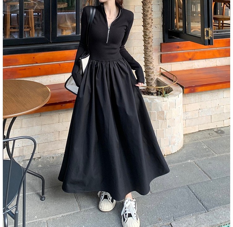 구디프 여성용 아노락 긴팔 롱 원피스