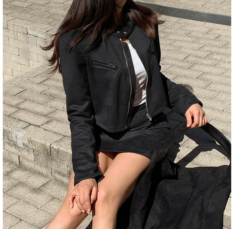 떳다그녀 포티넬 스웨이드 자켓 치마 투피스 세무 셋업 재킷 미니스커트 세트