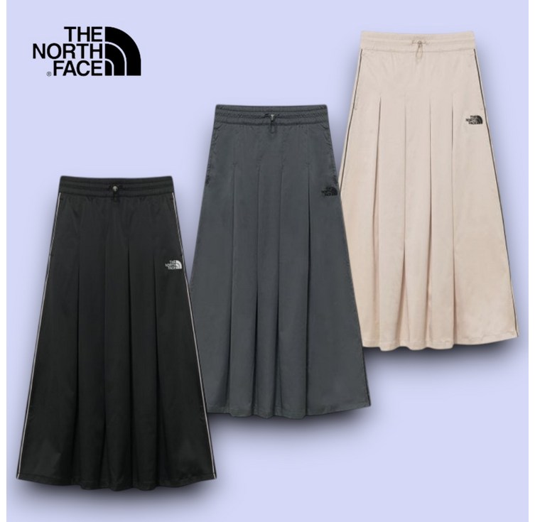 국내 매장 정품  노스페이스 스커트 여성 화이트라벨 새틴 플레어 롱 치마