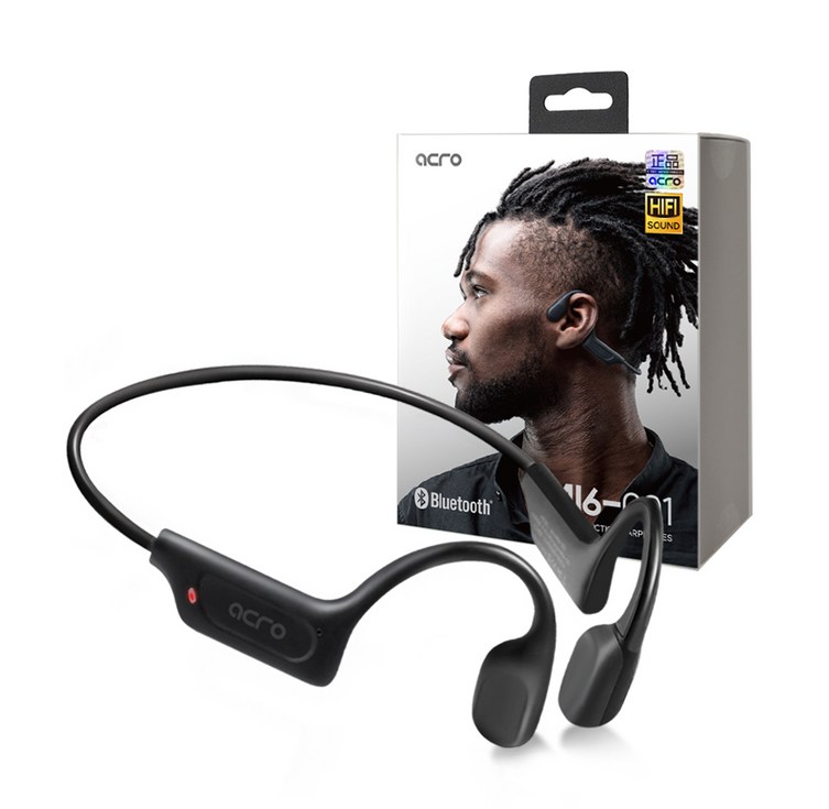 ACRO 골전도 블루투스 무선 이어폰 MI6001 오픈형 스포츠 러닝, 블랙