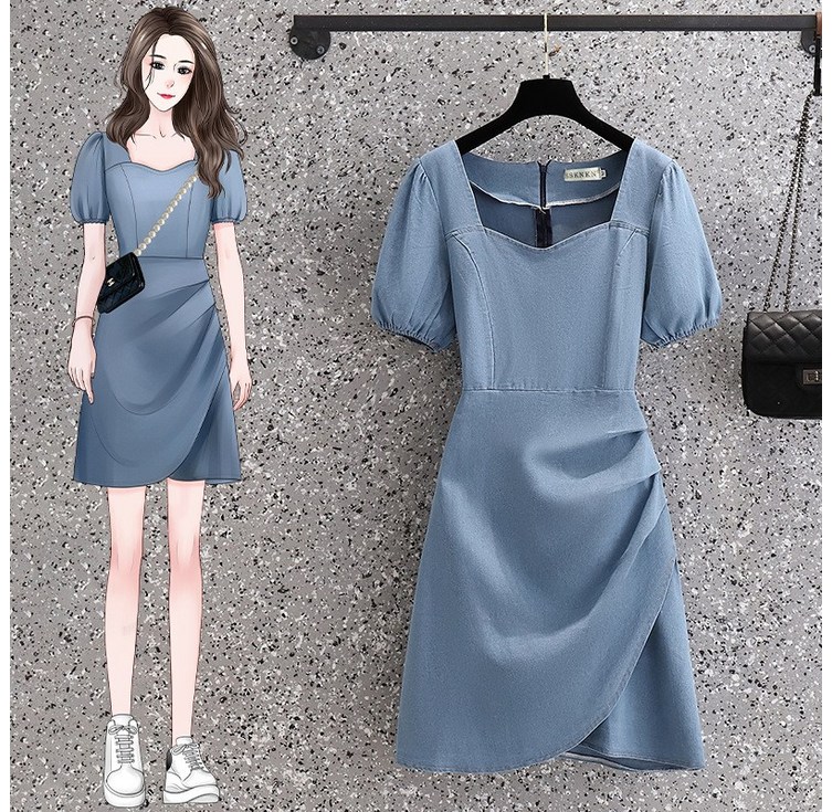 POMTOR여성 여름  빅사이즈 데님 미니 원피스