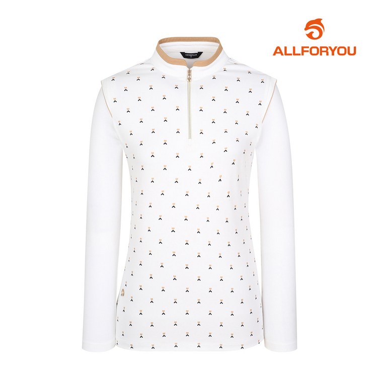 올포유 여성 기하학 패턴 반집업 티셔츠 AWTHL9381102
