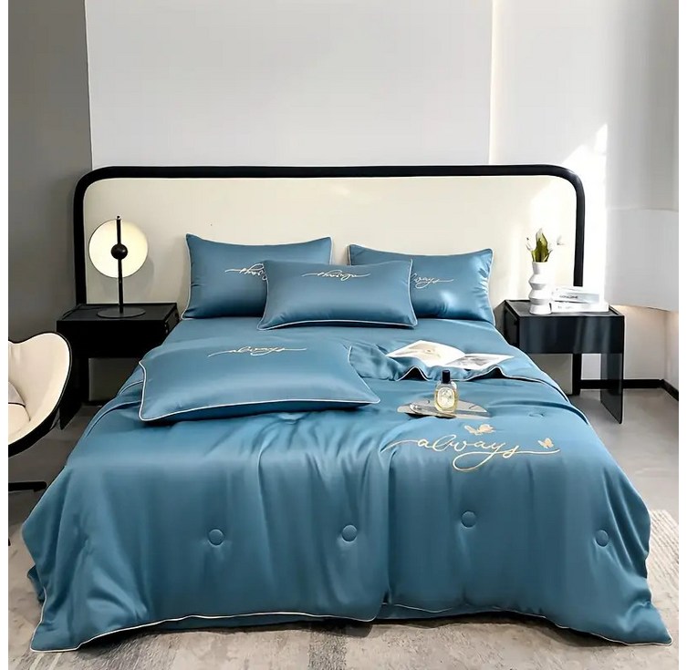 봄 여름 가을 사계절 이불 력셔리 소프트 호텔 수준 쿨링 실크 이불 1개