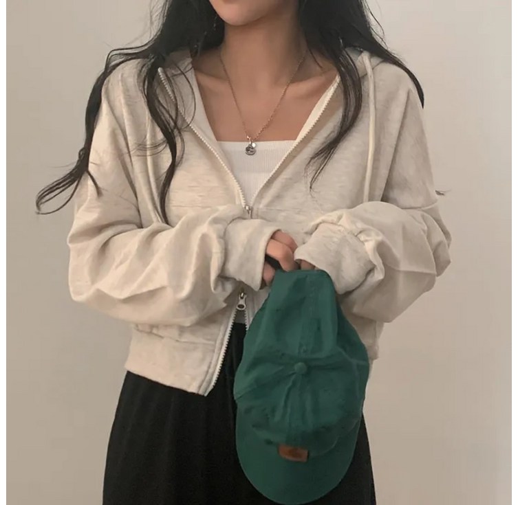 디케이 여성 스포티 투웨이 무지 크롭 후드 집업 여성용, 4컬러 W SPE78U90S