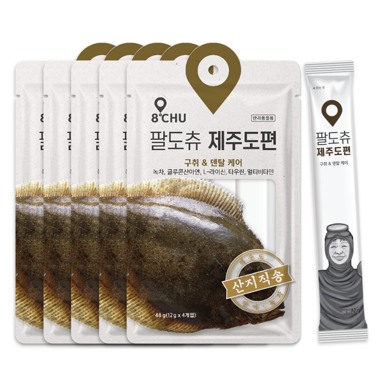 팔도츄 고양이 짜먹는 간식 제주도편, 240g, 1세트, 광어맛, 4g, 5개
