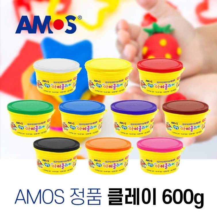 아모스 탱탱 아이클레이 600g 대용량 칼라점토 촉감놀이 점토공예, 600g, 흰색, 1개