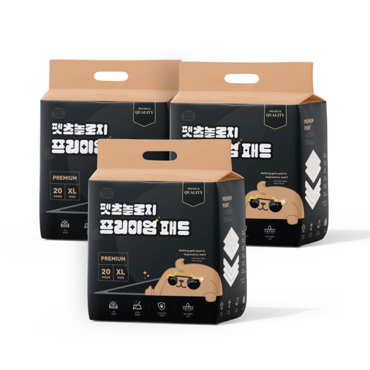 펫츠놀로지 괴물 흡수력 프리미엄 메쉬 배변패드, 3개, 20개입 펫츠놀로지 괴물 흡수력 프리미엄 메쉬 배변패드, 3개, 20개입